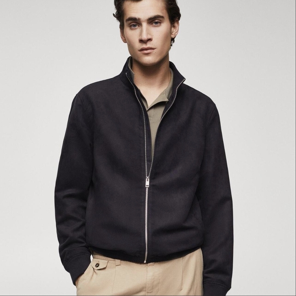 Mango Men's Black Bomber Jacket